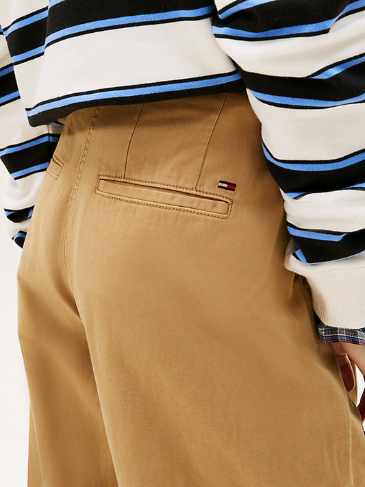 Pleated Twill Wide Leg Chinos