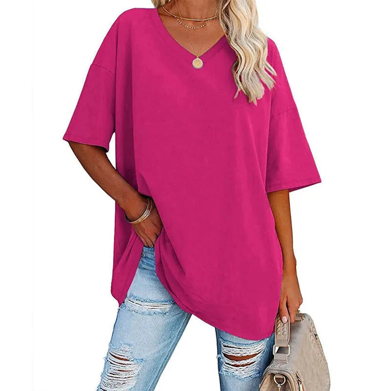 T-shirt ample d'été pour femme (3 articles achetés = livraison gratuite)