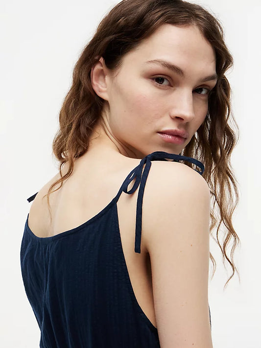 Self-Tie Strap Smock Midi Dress
