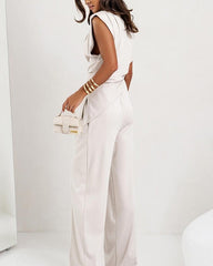 Unregelmäßiges Top & Weite Hose Set
