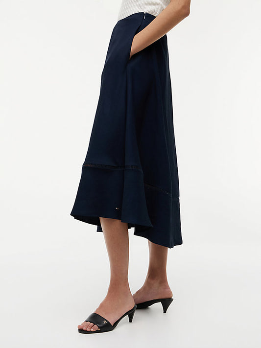 Logo Flare Midi Skirt WiLinen