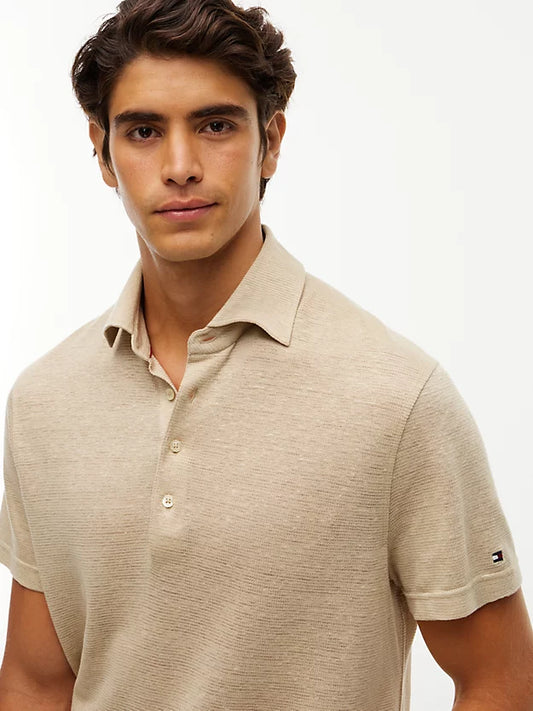 New York Label Regular Fit Linen Blend Polo Shirt