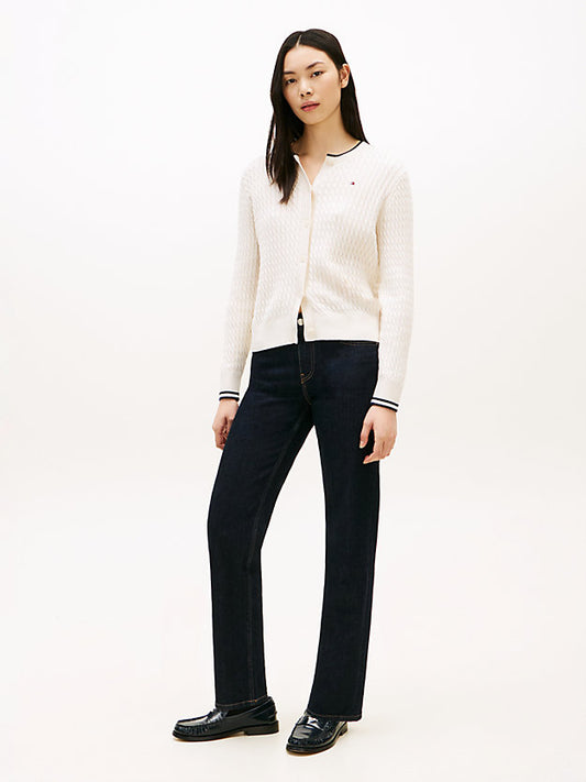 Cable Knit Crew Neck Cardigan