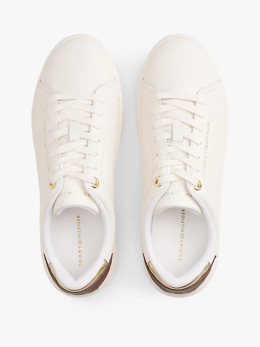 Leather Logo Plaque Court Trainers
