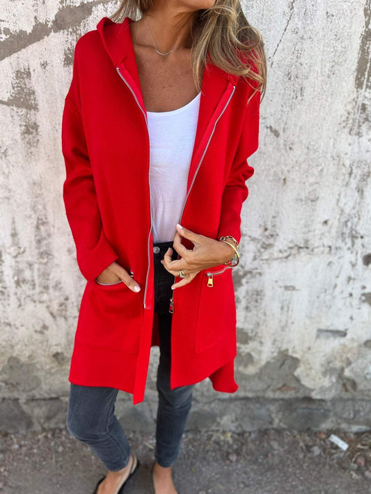 RÄUMUNGSVERKAUF🔥 Kapuzenjacke mit Reißverschluss und langen Ärmeln