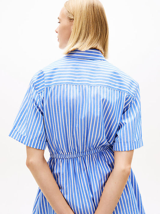 Stripe Relaxed Poplin Mini Shirt Dress