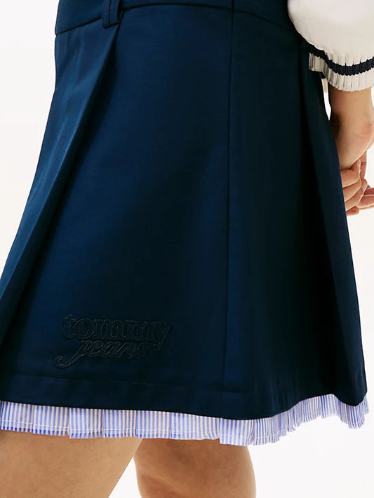 Tonal Logo Appliqué Pleated Mini Skirt