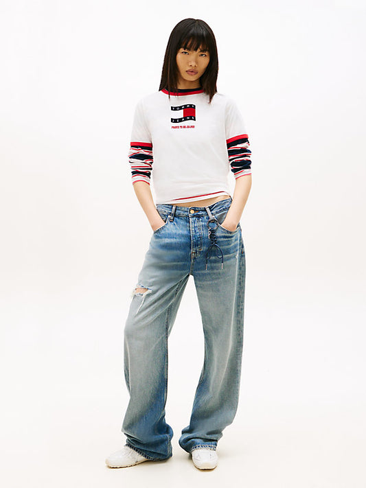 Wavy Flag Contrast Ringer T-Shirt