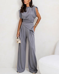 Unregelmäßiges Top & Weite Hose Set