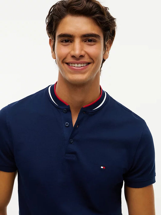 Slim Fit Tipped Baseball Collar Polo Shirt