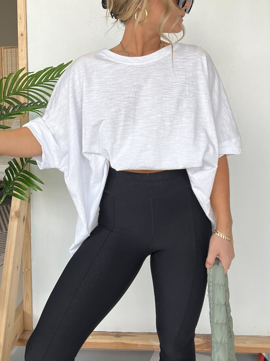 Damen Oversized T-Shirt mit Rundhalsausschnitt in Unifarbe