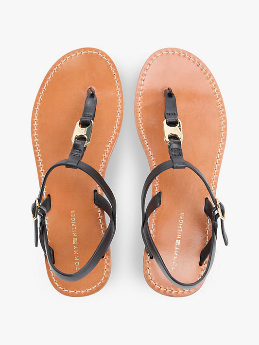 Leather Monogram Strap Sandals