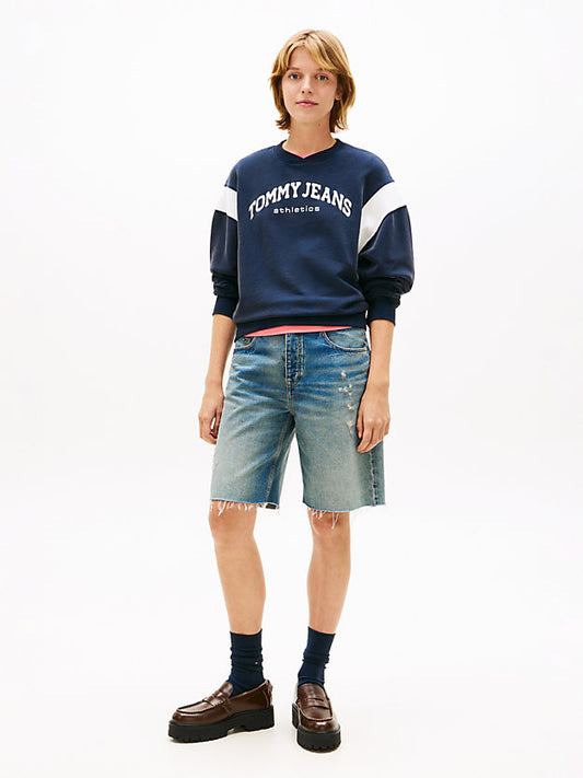 Contrast Logo Embroidery Boxy Sweatshirt