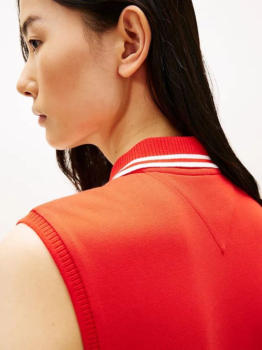 1985 Pleated Sleeveless Midi Polo Dress