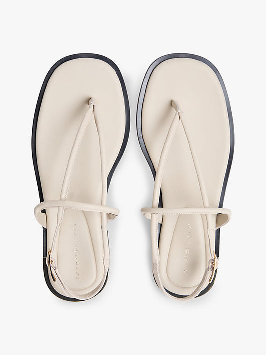 Leather Monogram Gold-Tone Heel Sandals