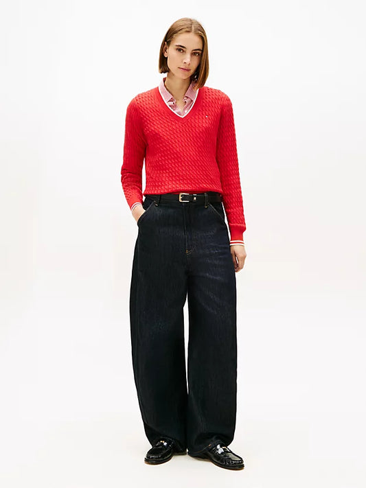Cable Knit V-Neck Jumper