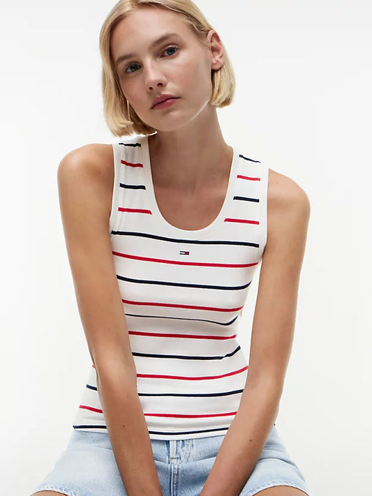 Ribbed Scoop Neck Slim Tank Top