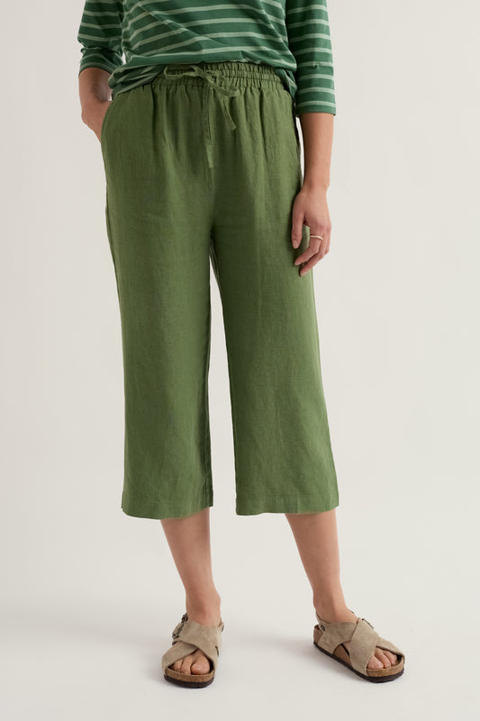 Tide Flow Wide Leg Linen Crops
