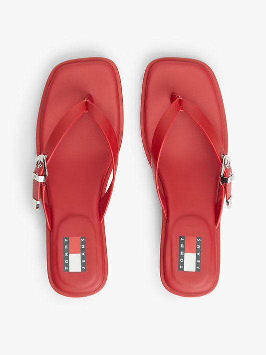Leather Kitten Heel Toe Post Sandals