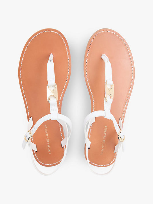 Leather Monogram Strap Sandals