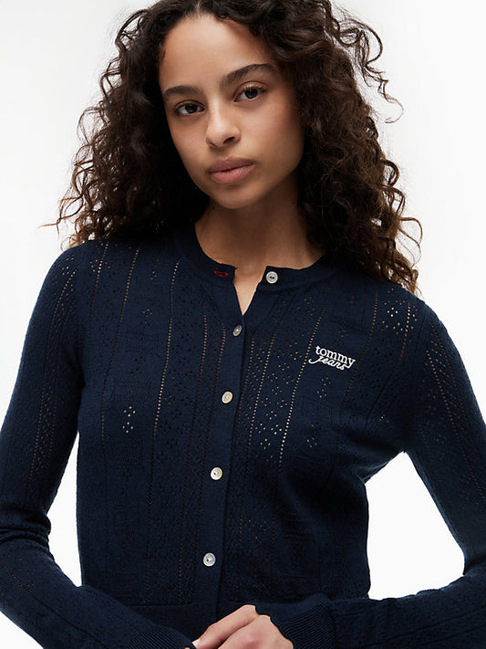 Slim Pointelle Flag Cardigan