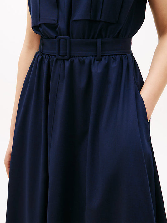 Belted Relaxed Midi Dress WiWool