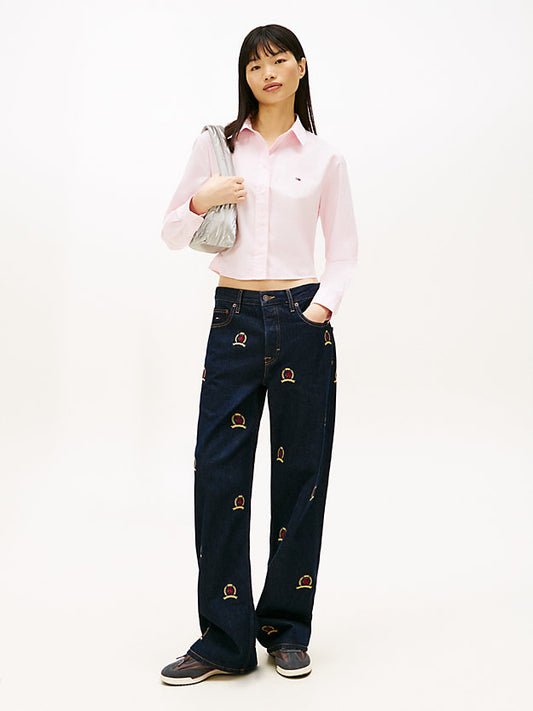 Relaxed Fit Cropped Poplin Shirt