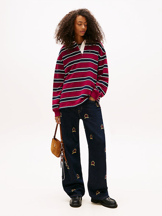 Stripe Relaxed Terry Rugby Shirt
