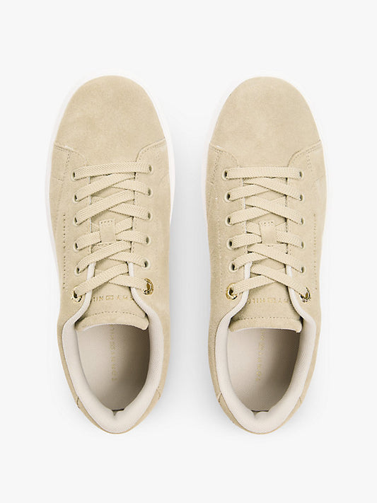Suede Metallic Logo Cupsole Trainers