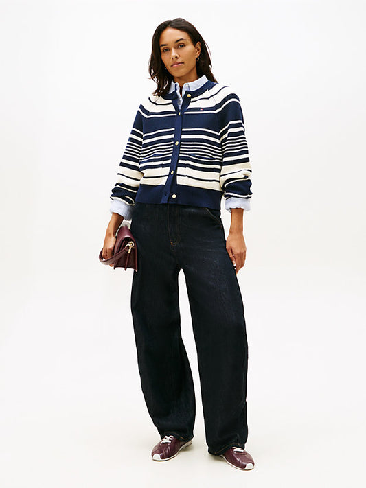 Gold-Tone Button Relaxed Cardigan