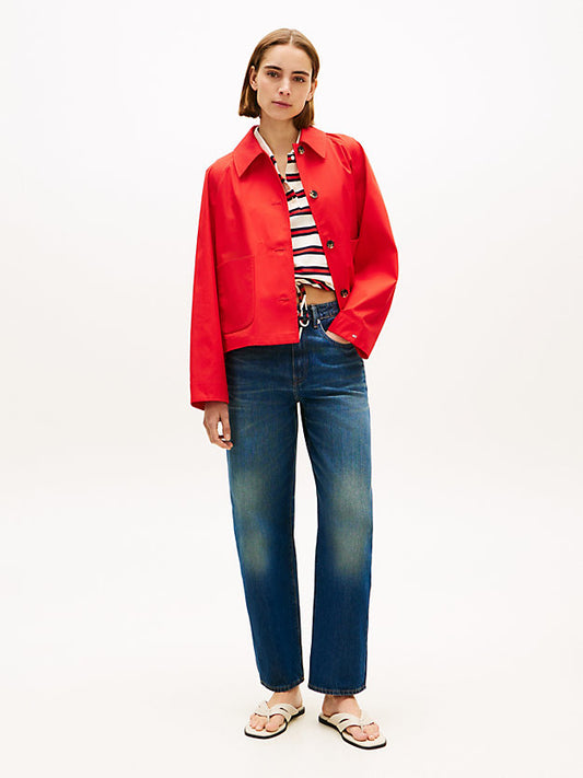 Water Repellent Collared Relaxed Short Jacket