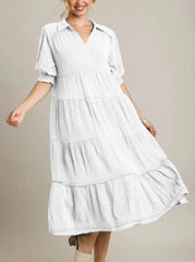 Damen Maxikleid mit V-Ausschnitt und Stufenrock (2 kaufen, kostenloser Versand)