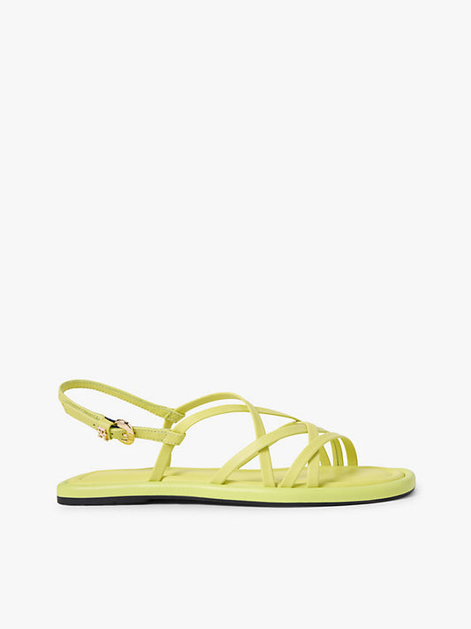Leather Crossover Strap Flat Sandals