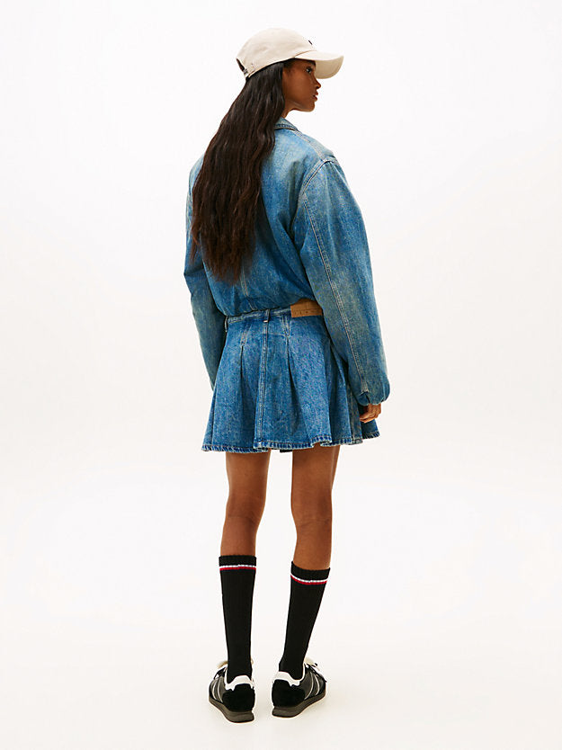 Relaxed Padded Denim Harrington Jacket