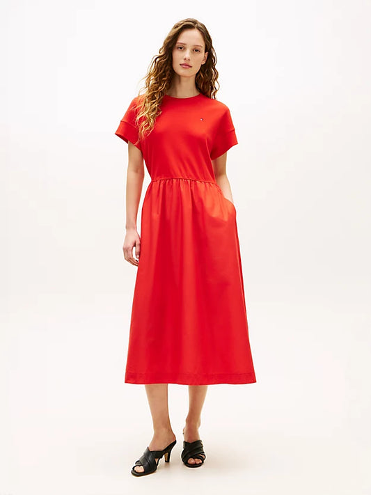 Contrast Fit And Flare Midi Dress