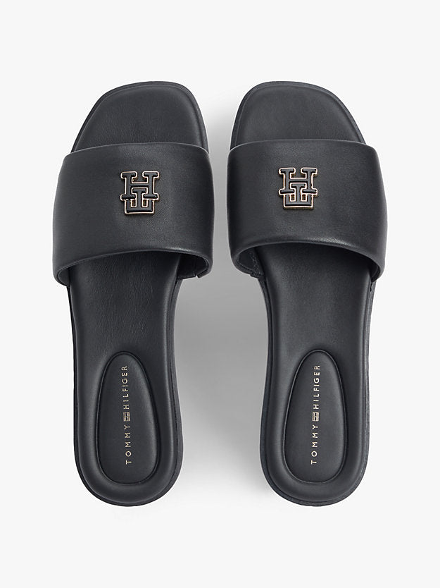 Leather Monogram Strap Mules