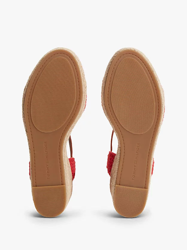 Logo Plaque Woven Wedge Heel Espadrilles
