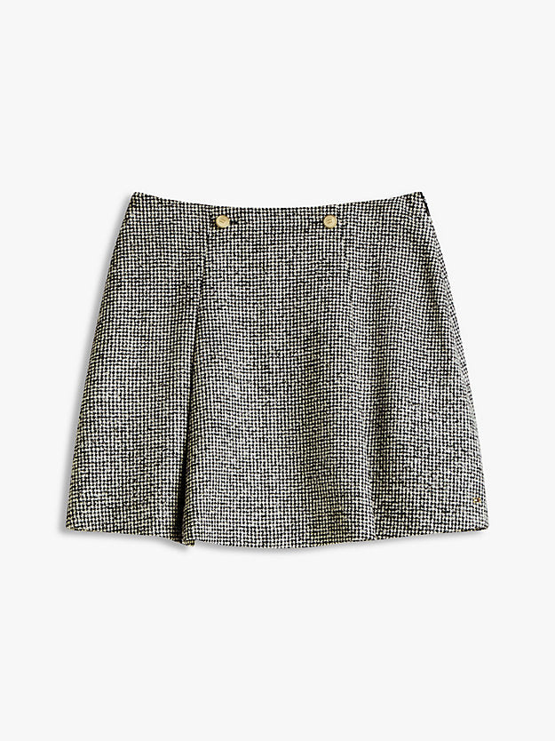 Festive Relaxed HoundstooWool Blend Mini Skirt