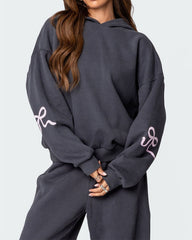 Weihnachtsverkauf 50 % RABATT – Damen-Sweatset mit Kapuzenpullover und Schleifendetail