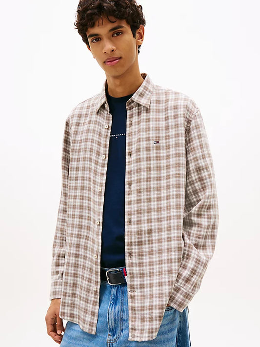 Relaxed Fit Check Linen Blend Shirt