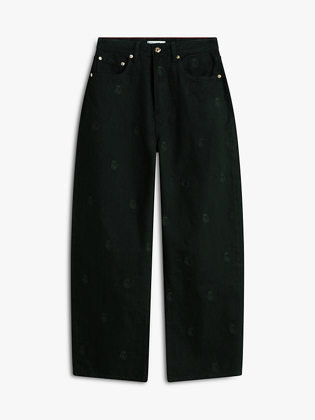 Mid Rise Barrel Leg Black Jeans