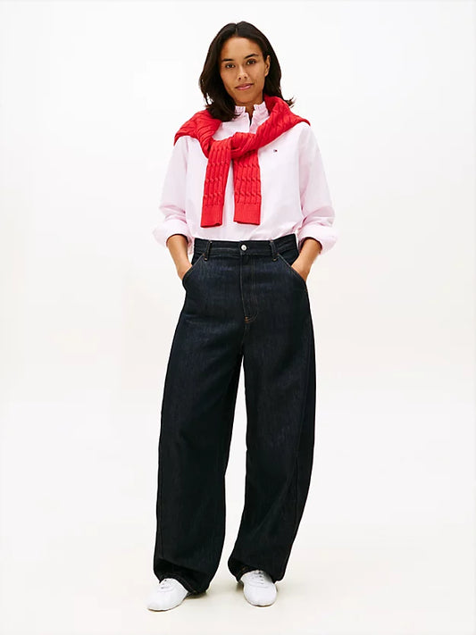 Relaxed Fit Ruffle Collar Oxford Shirt