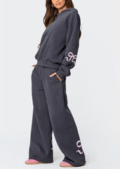 Weihnachtsverkauf 50 % RABATT – Damen-Sweatset mit Kapuzenpullover und Schleifendetail