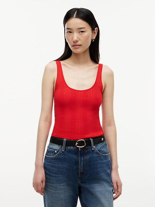 Pointelle Slim Scoop Neck Tank Top