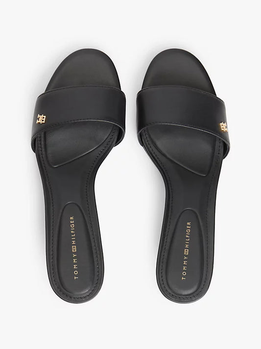 Monogram Leather Heeled Mules