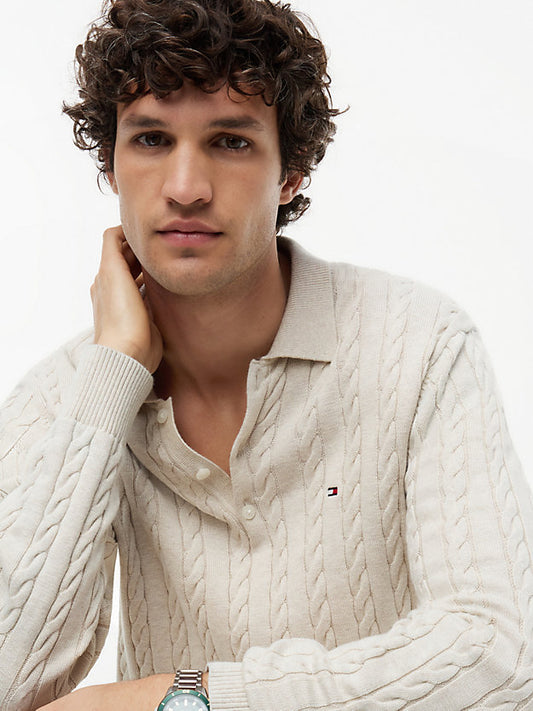 Cable Knit Polo Jumper