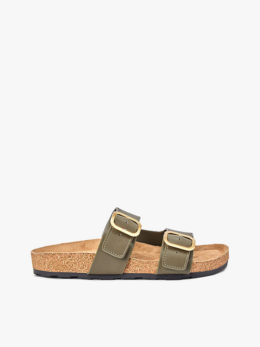 Leather Double Strap Cork Sandals
