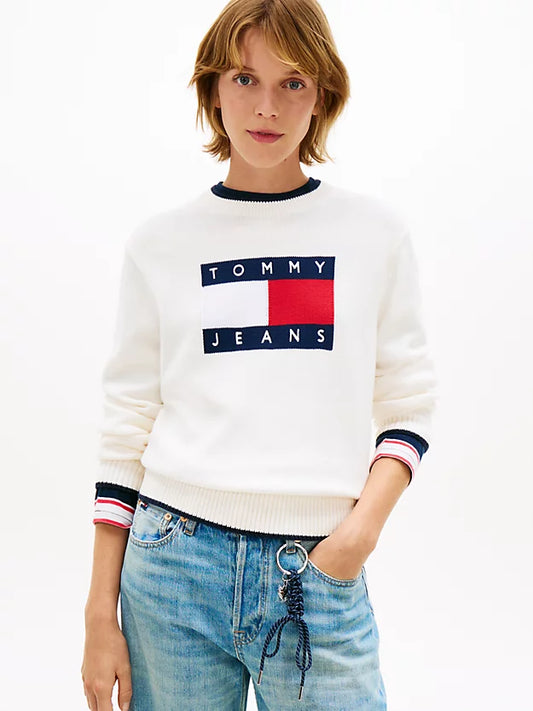 Intarsia Flag Badge Tipped Relaxed Jumper