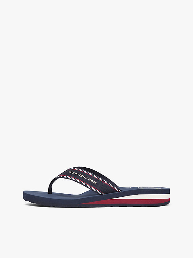 Jacquard Webbing Strap Wedge Flip-Flops