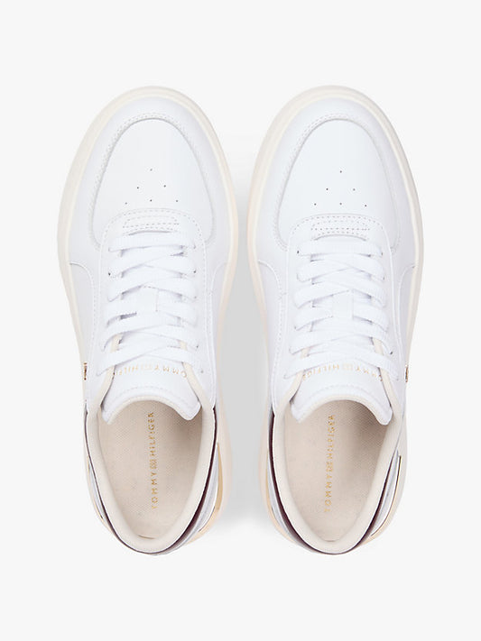 Metallic Heel Leather Platform Trainers
